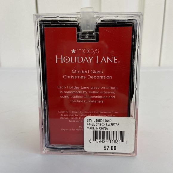 NIP Macys Holiday Lane Candy Christmas Ornament 3” Molded Glass Handmade Wrapped - Picture 3 of 8